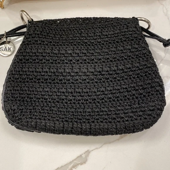 The Sak - Woven Crossbody Bag, Black/Iridescent Sequins/Metallic Silver - EUC - Picture 5 of 12